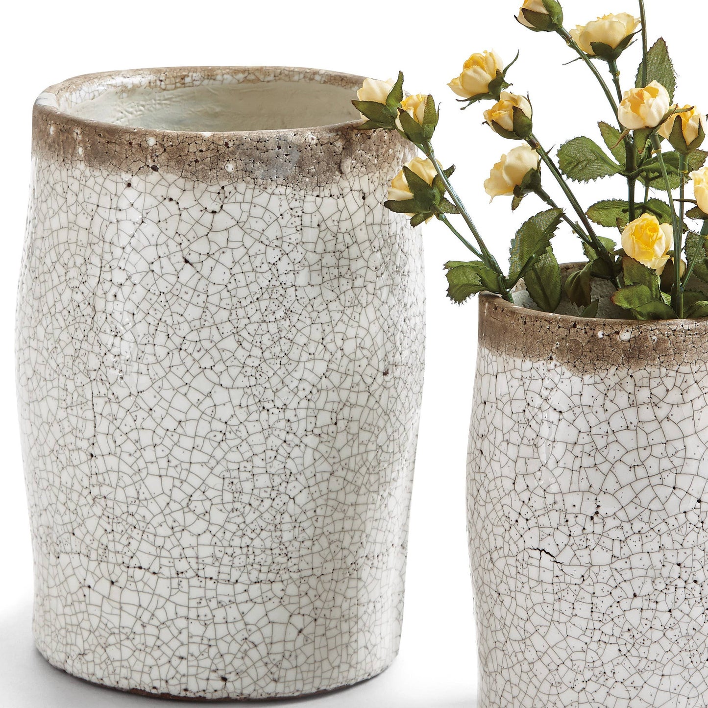 Crackle Glazed Rustic Vase White - Medium