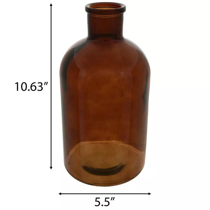 Amber Short Neck Glass Vase