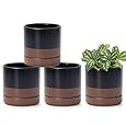 Ceramic Banded Black and Terra Planter