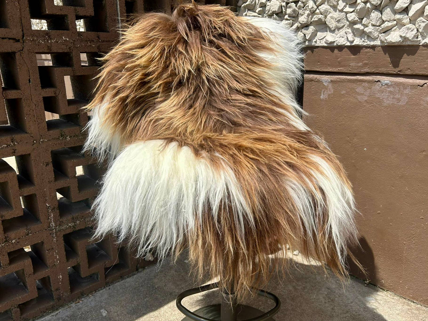 Brown & White Icelandic Sheepskin Rug 2x3'