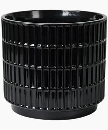 Black Grid Cachepot 6"