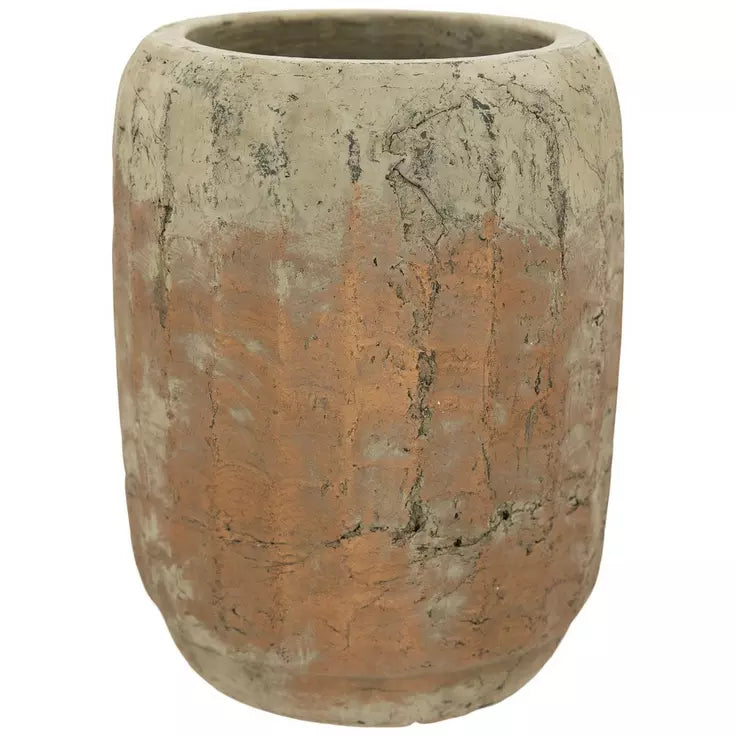 Distressed Metallic Terracotta Pot