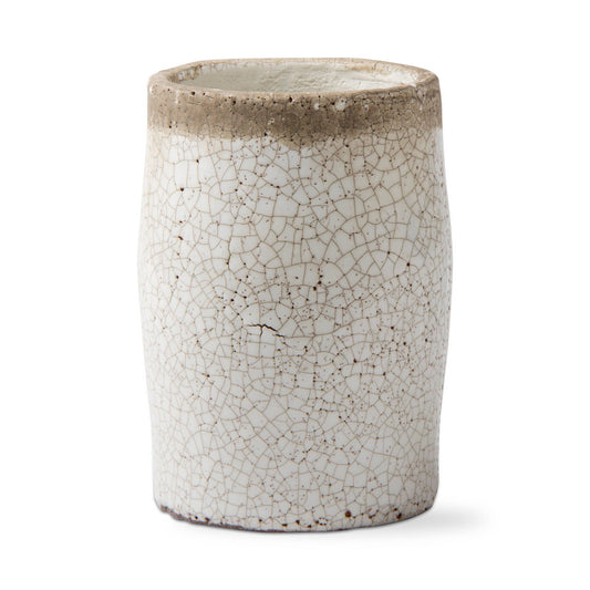 Crackle Glazed Rustic Vase White - Medium