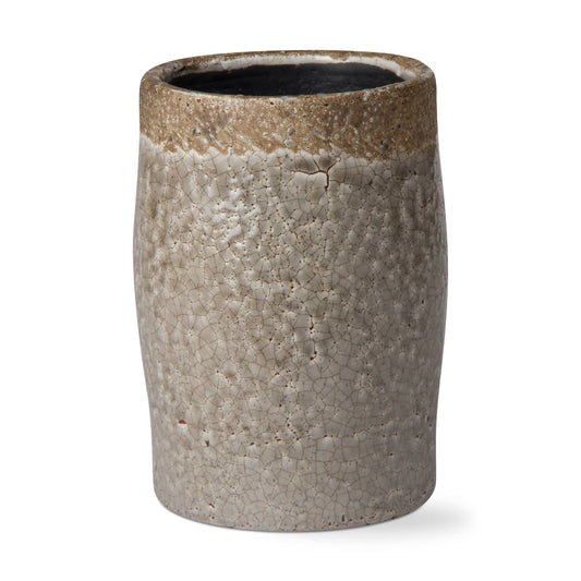 Crackle Glaze Rustic Vase Gray - Large