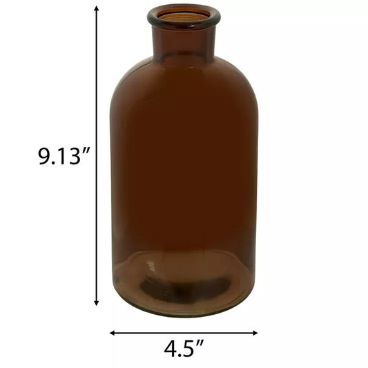 Amber Short Neck Glass Vase