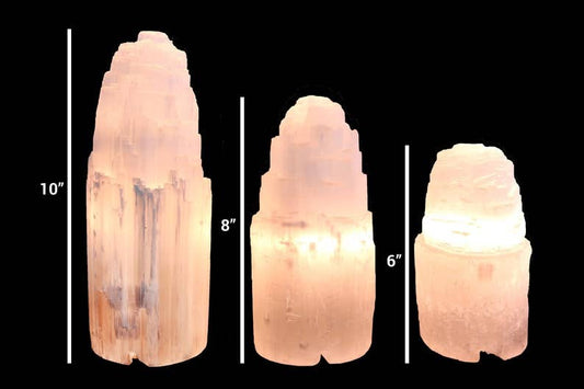 NEW Selenite Crystal Lamp w/ Cord + Bulb