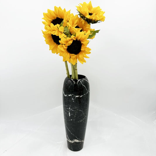 PAGE IMPORTS 12" Sculpted Black Zebra Marble Vase