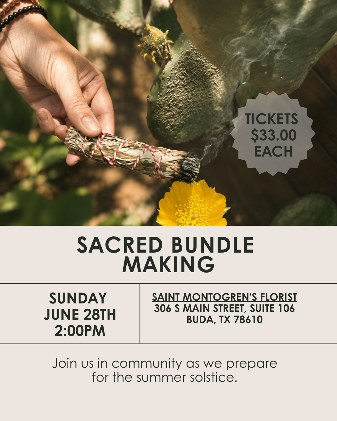 Sacred Smoke Bundle Class Ticket | Sunday June 28th 2pm