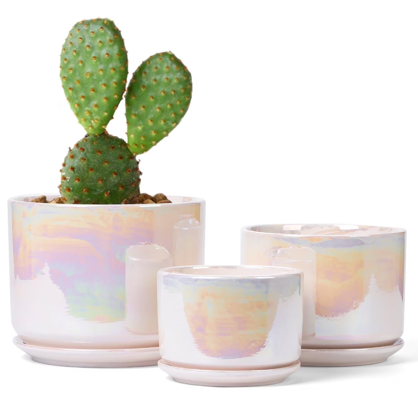 BEMAY Ceramic Planter Rainbow Pearl Glaze