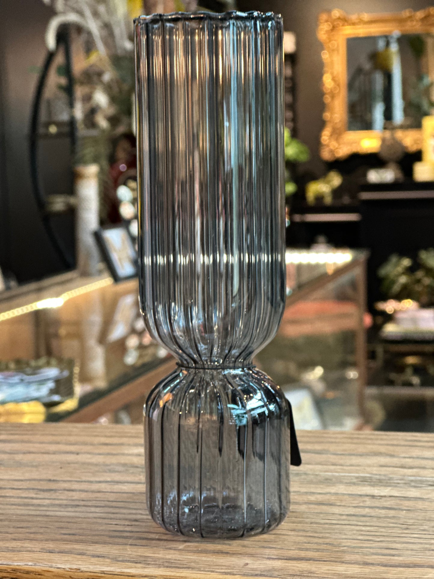 Glass Bud Vase, Ribbed