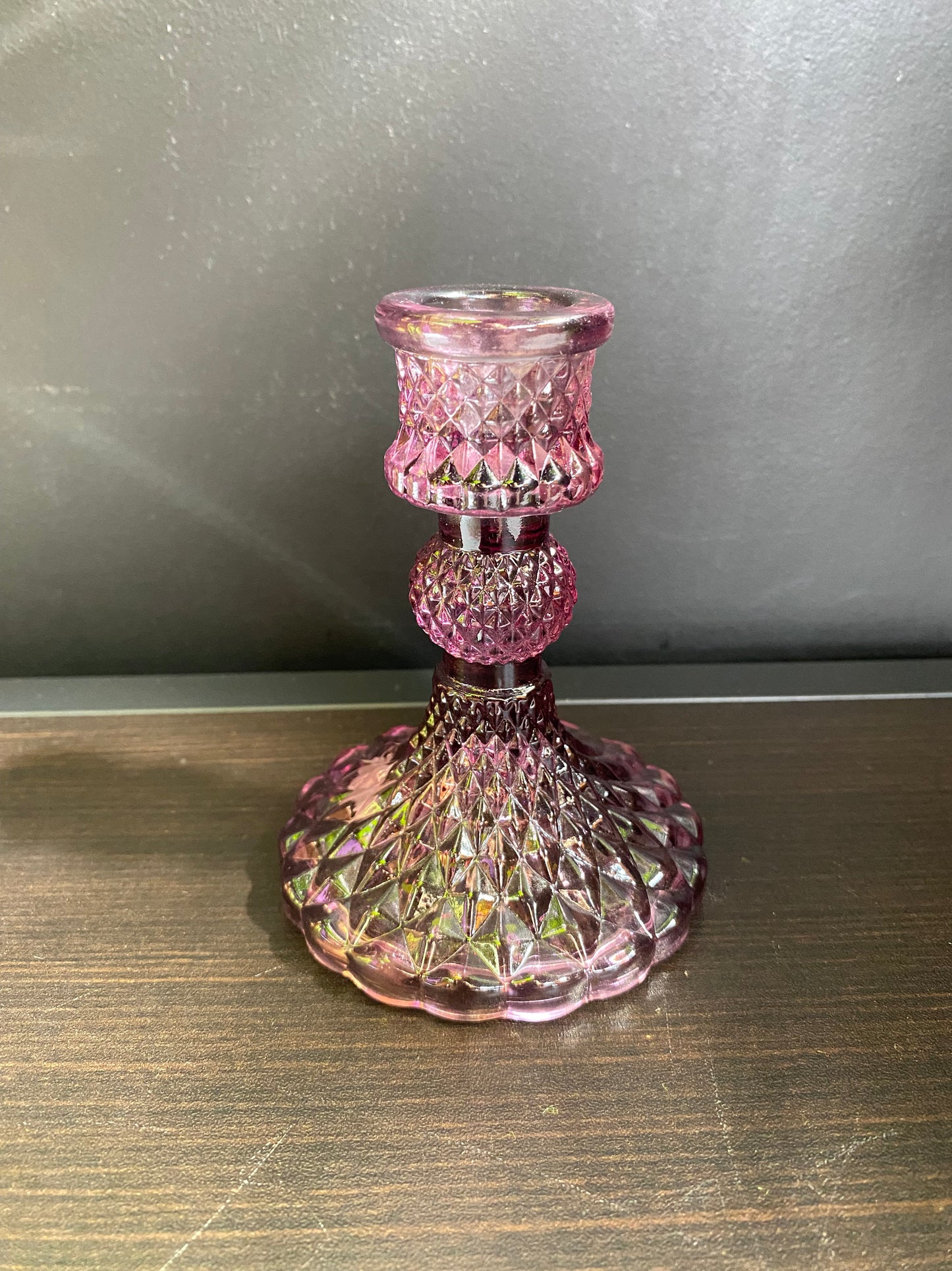 Pink Glass Candle Holder