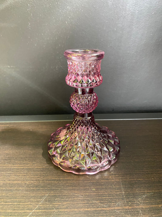 Pink Glass Candle Holder