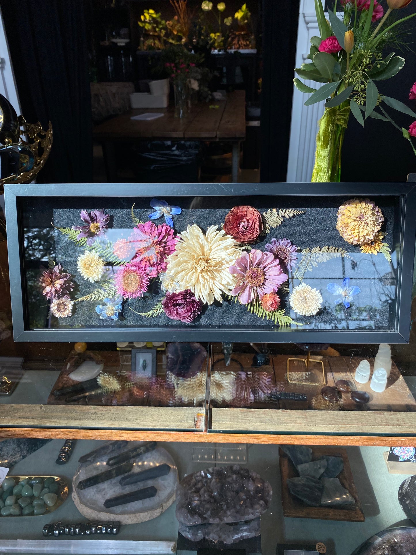 Black Dried Floral Shadow Box