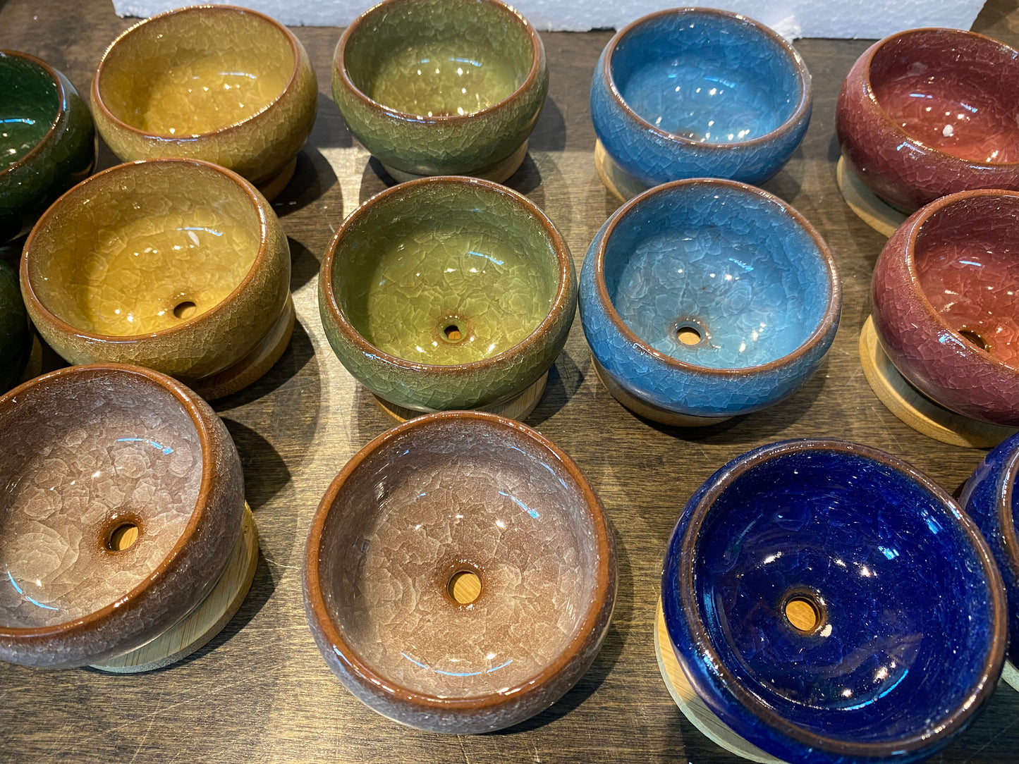 4" Colorful Ceramic Pots w/ Saucer