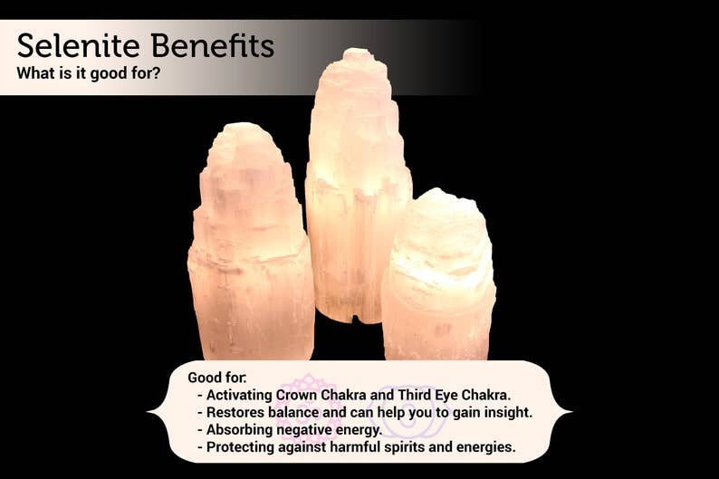NEW Selenite Crystal Lamp w/ Cord + Bulb