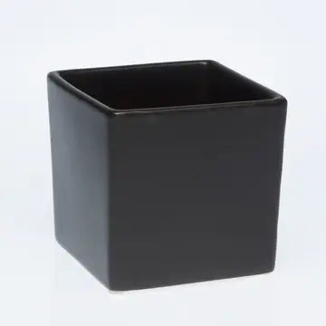 Matte Black Cube Pot 4.5"